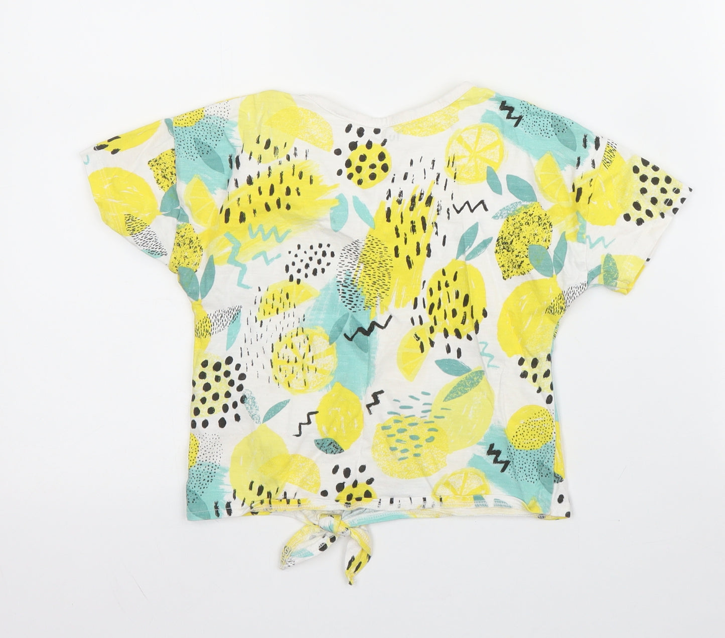 TU Girls Yellow  Cotton Cropped T-Shirt Size 6 Years Round Neck