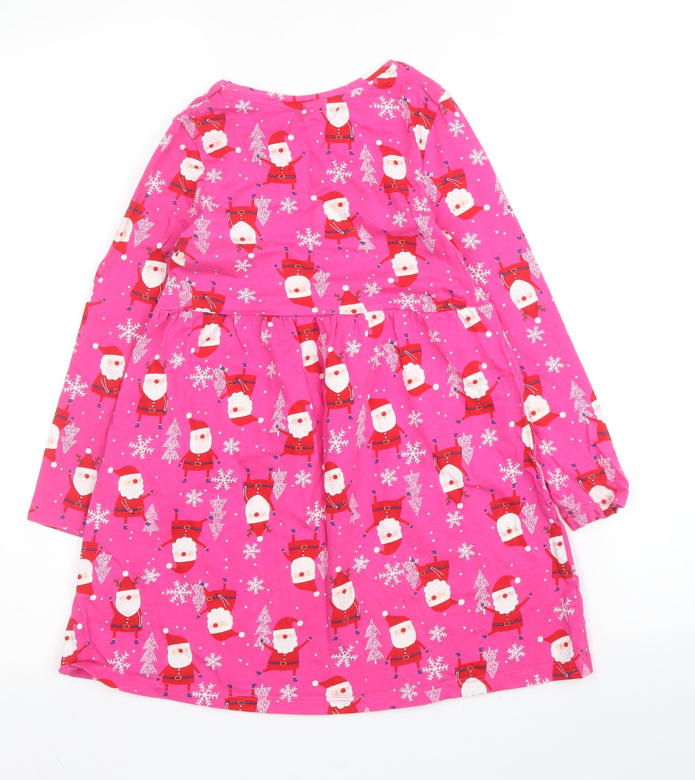 TU Girls Pink  Cotton A-Line  Size 4 Years  Round Neck  - Christmas
