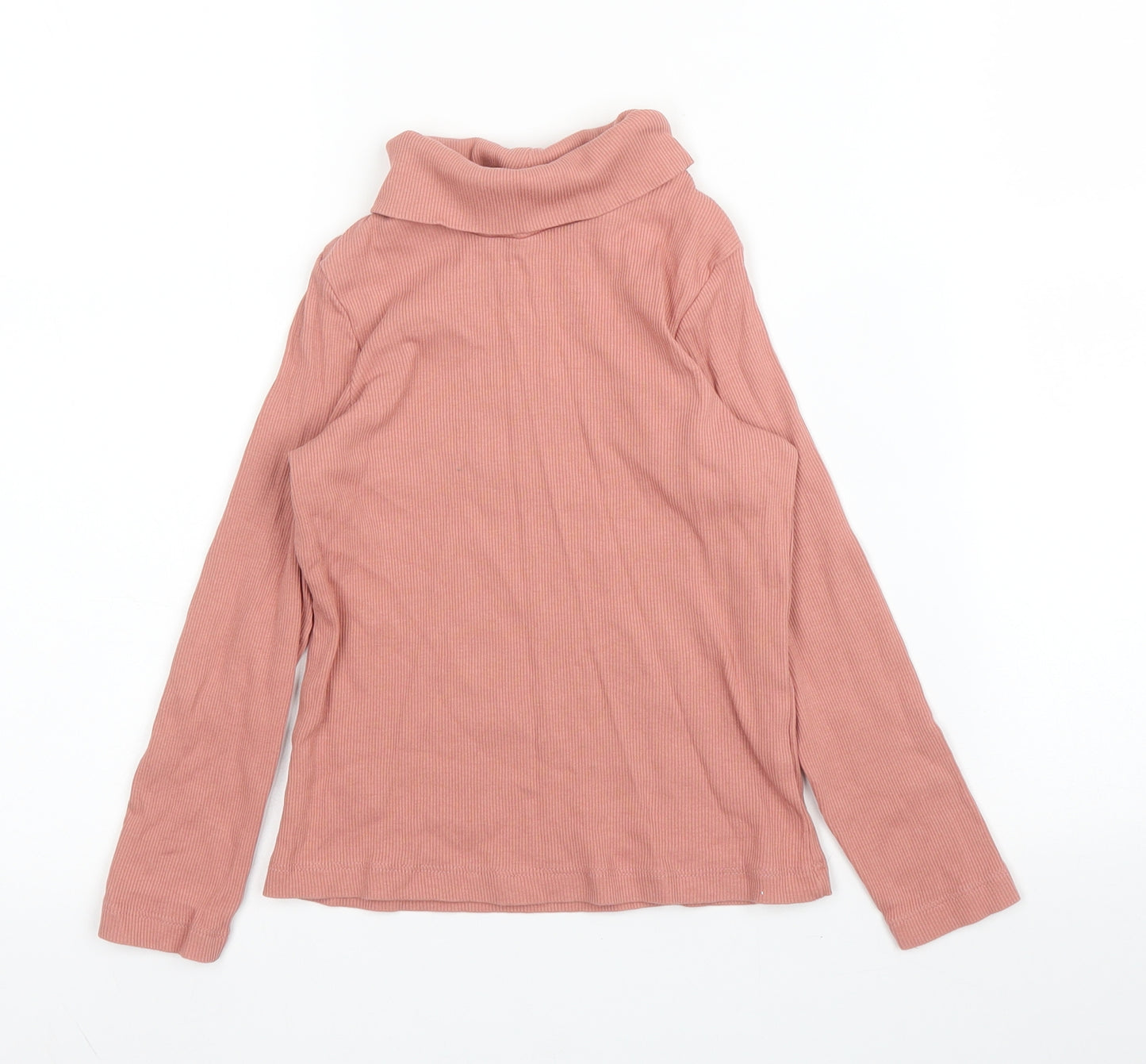 George Girls Pink  Cotton Basic T-Shirt Size 5-6 Years Roll Neck