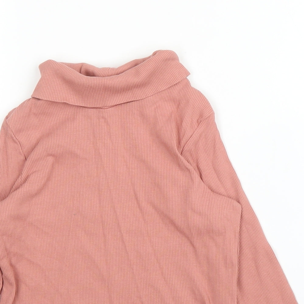 George Girls Pink  Cotton Basic T-Shirt Size 5-6 Years Roll Neck