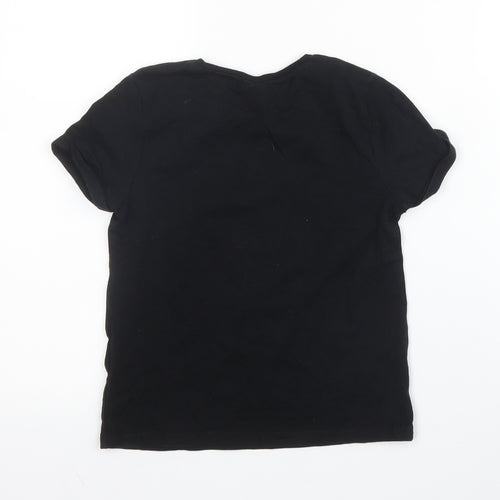 Tesco Girls Black  Cotton Basic T-Shirt Size 6 Years Round Neck  - Disney, Minnie Mouse