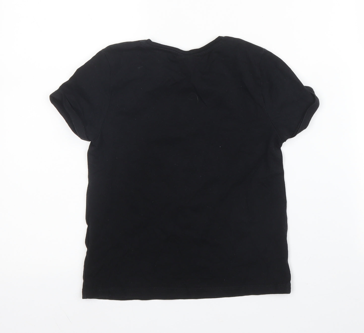 Tesco Girls Black  Cotton Basic T-Shirt Size 6 Years Round Neck  - Disney, Minnie Mouse