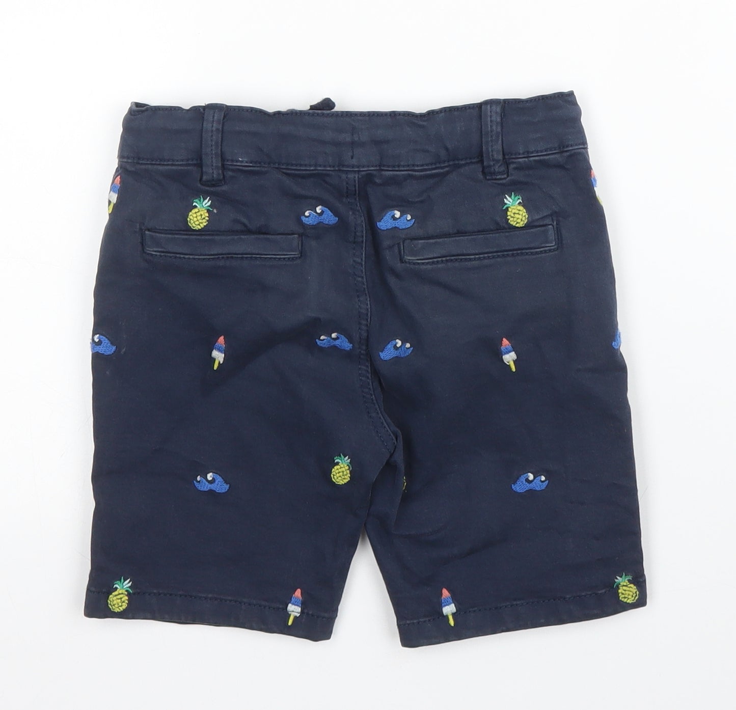 M&S Boys Blue  Cotton Bermuda Shorts Size 4-5 Years  Regular Zip