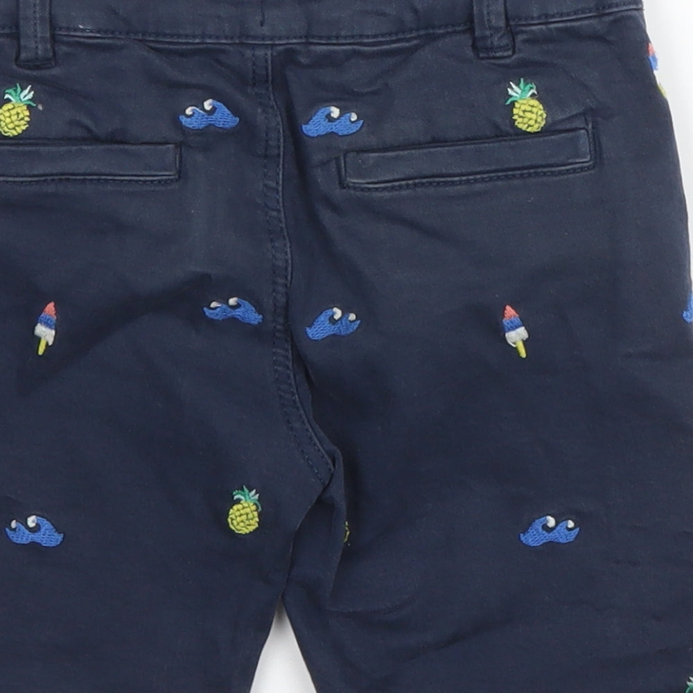 M&S Boys Blue  Cotton Bermuda Shorts Size 4-5 Years  Regular Zip
