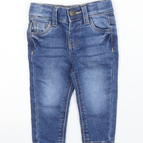 Primark Girls Blue  Cotton Capri Jeans Size 3-6 Months  Snap