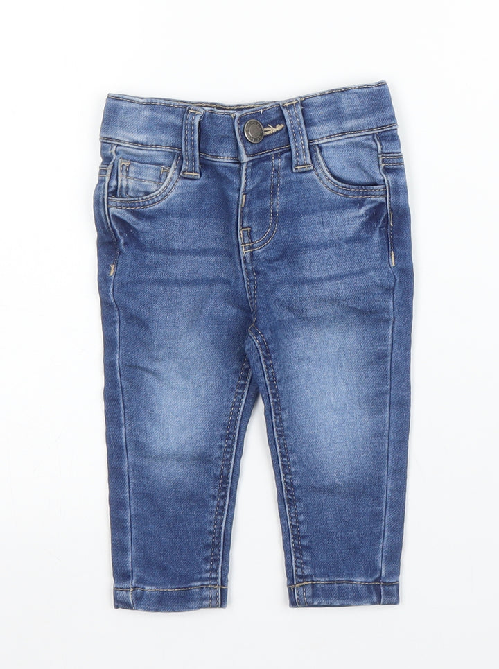 Primark Girls Blue  Cotton Capri Jeans Size 3-6 Months  Snap
