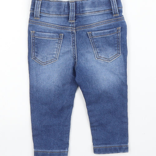 Primark Girls Blue  Cotton Capri Jeans Size 3-6 Months  Snap