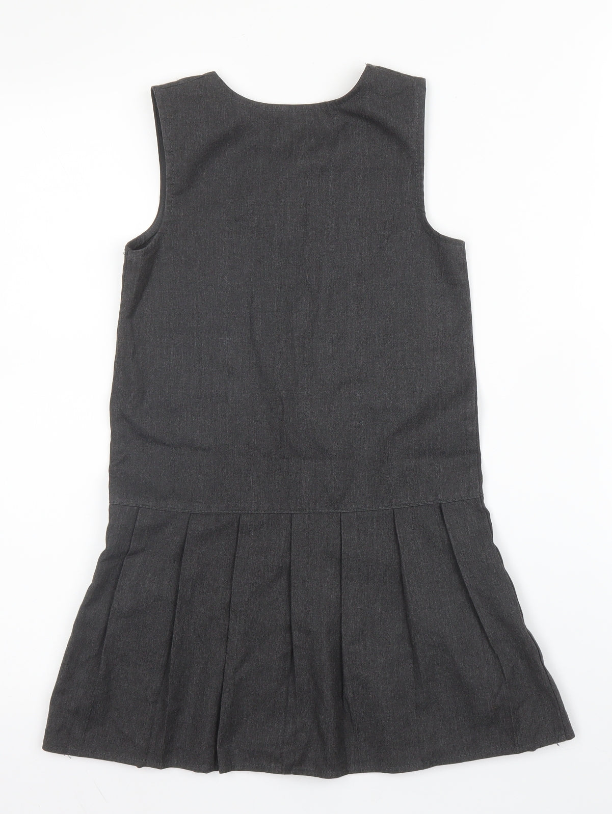 George Girls Grey  Viscose Pinafore/Dungaree Dress  Size 5 Years  Round Neck Zip