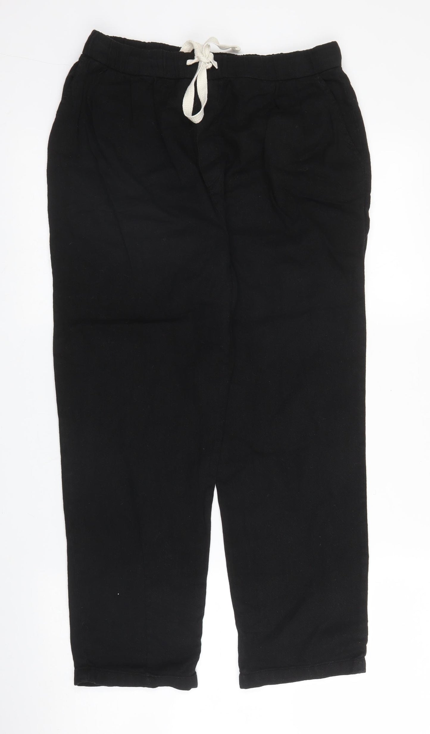 Zara Womens Black  Cotton Trousers  Size S L24 in Regular Drawstring