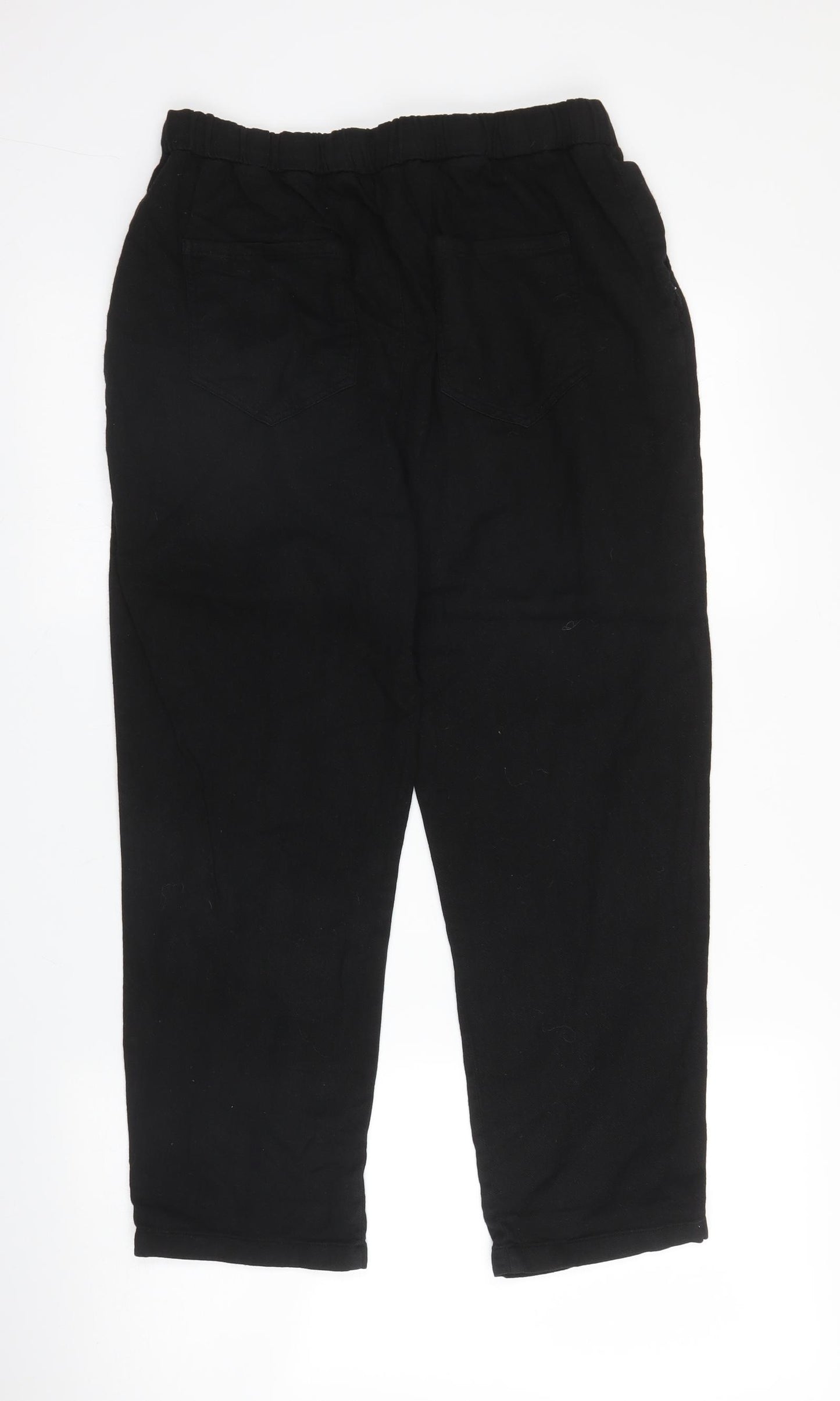 Zara Womens Black  Cotton Trousers  Size S L24 in Regular Drawstring