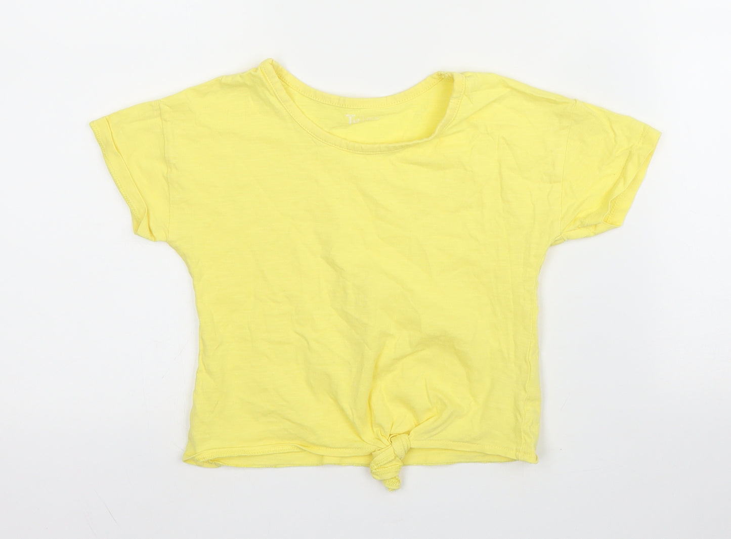 TU Girls Yellow  Cotton Basic Blouse Size 6 Years Round Neck