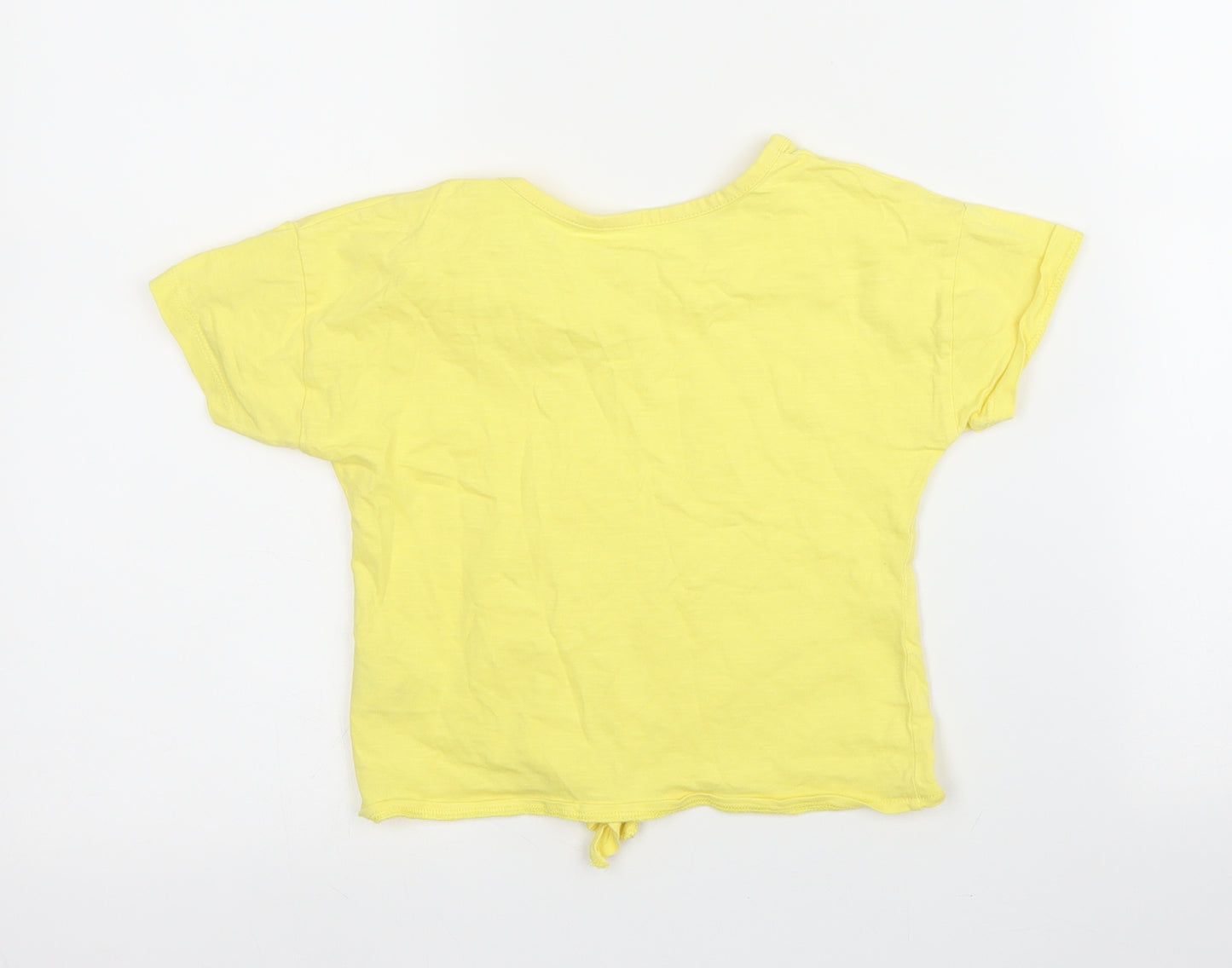 TU Girls Yellow  Cotton Basic Blouse Size 6 Years Round Neck
