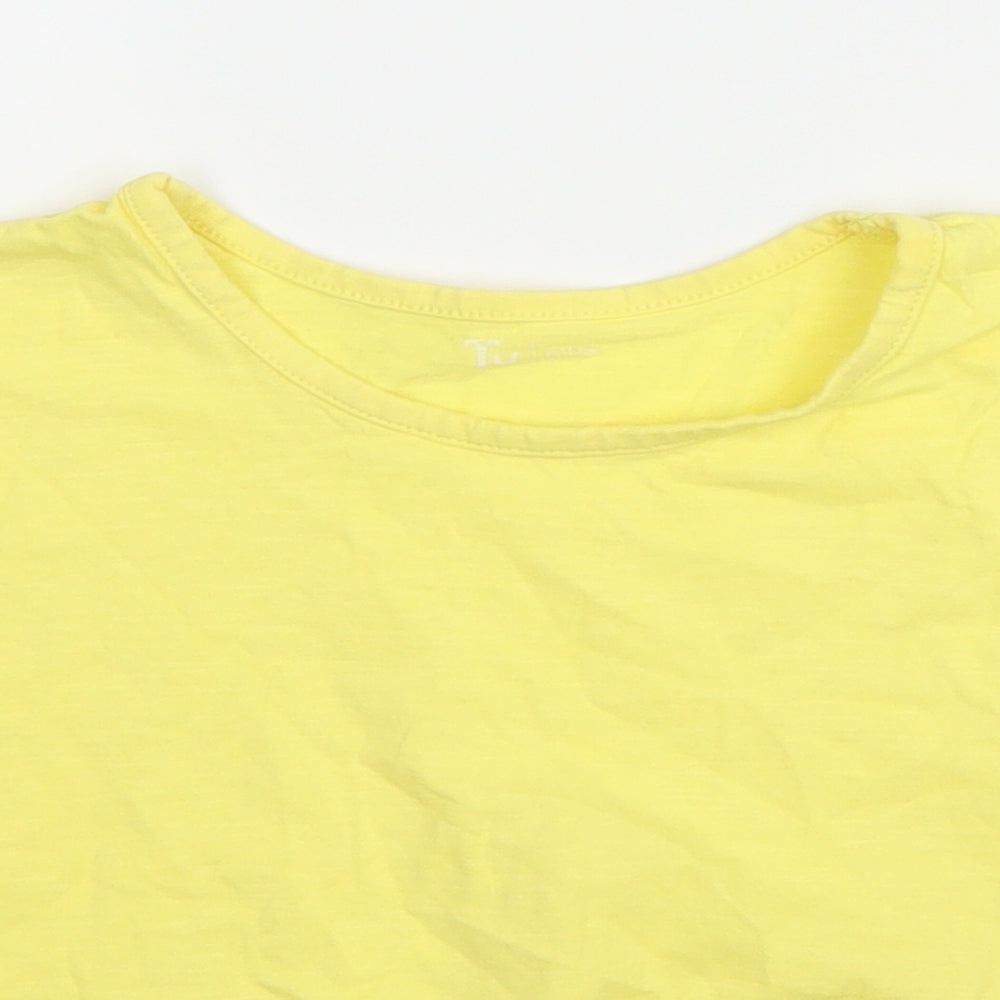 TU Girls Yellow  Cotton Basic Blouse Size 6 Years Round Neck