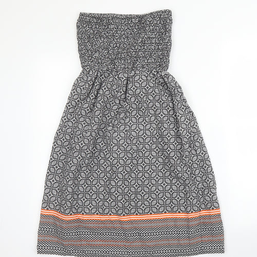 Primark Womens Black Geometric Cotton A-Line  Size 8  Off the Shoulder
