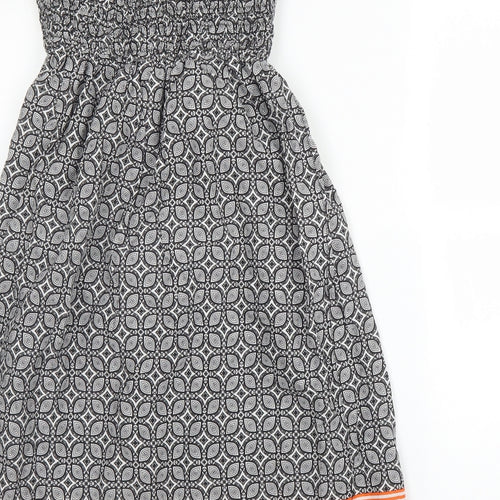 Primark Womens Black Geometric Cotton A-Line  Size 8  Off the Shoulder