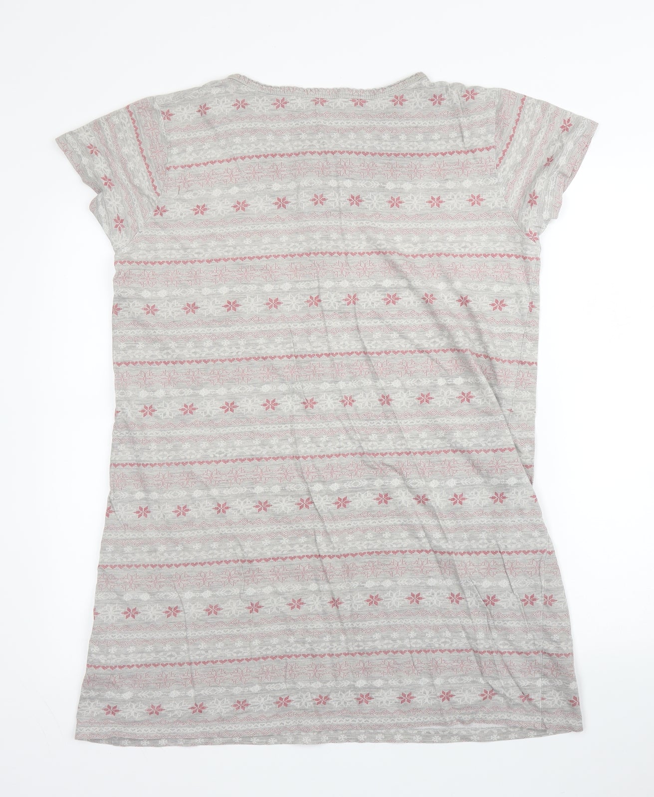 Primark Womens Grey Fair Isle Cotton Chemise Gown Size 10  Button
