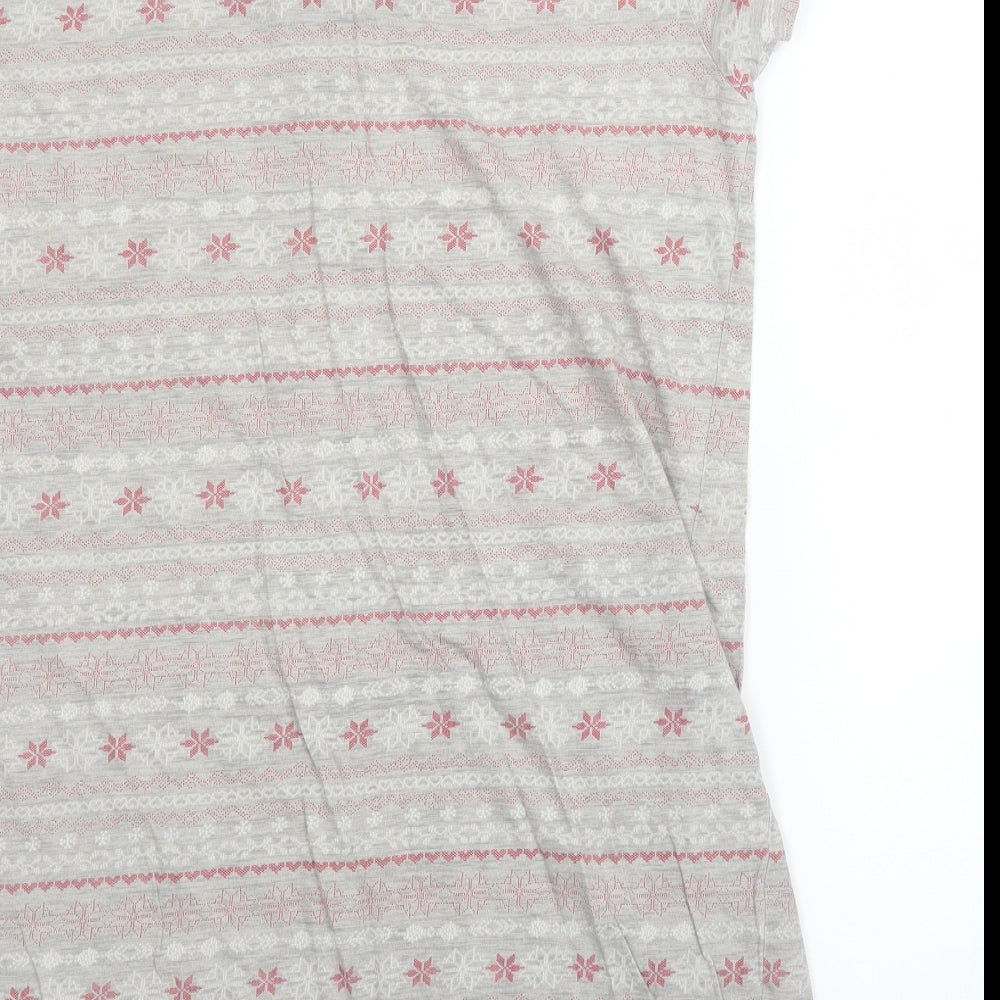 Primark Womens Grey Fair Isle Cotton Chemise Gown Size 10  Button