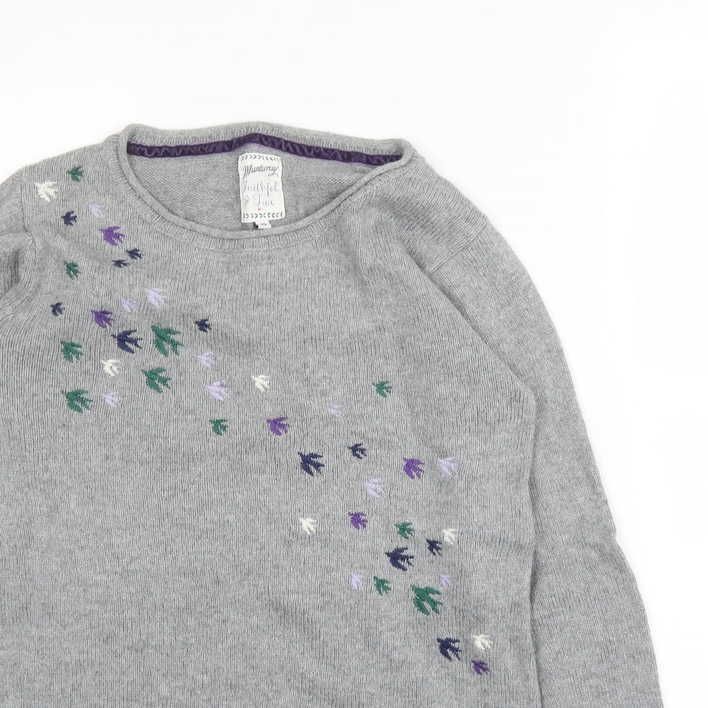 Debenhams Womens Grey Crew Neck  Cotton Pullover Jumper Size 10   - Birds