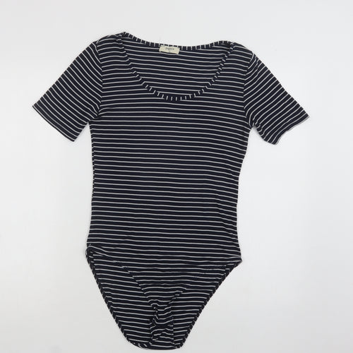 Papaya Womens Blue Striped Viscose Bodysuit One-Piece Size 12  Snap