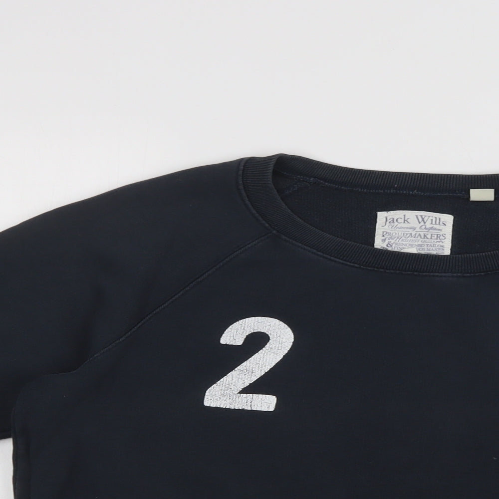 Jack Wills Womens Black  Cotton Pullover Sweatshirt Size 14