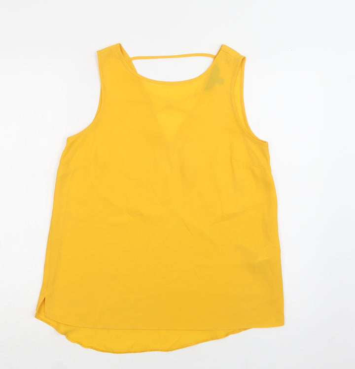 Dorothy Perkins Womens Yellow Polyester Basic Blouse Size 10 Round Neck