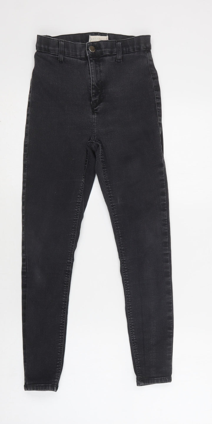 Topshop Womens Black Cotton Skinny Jeans Size 28 L30 in Regular Button