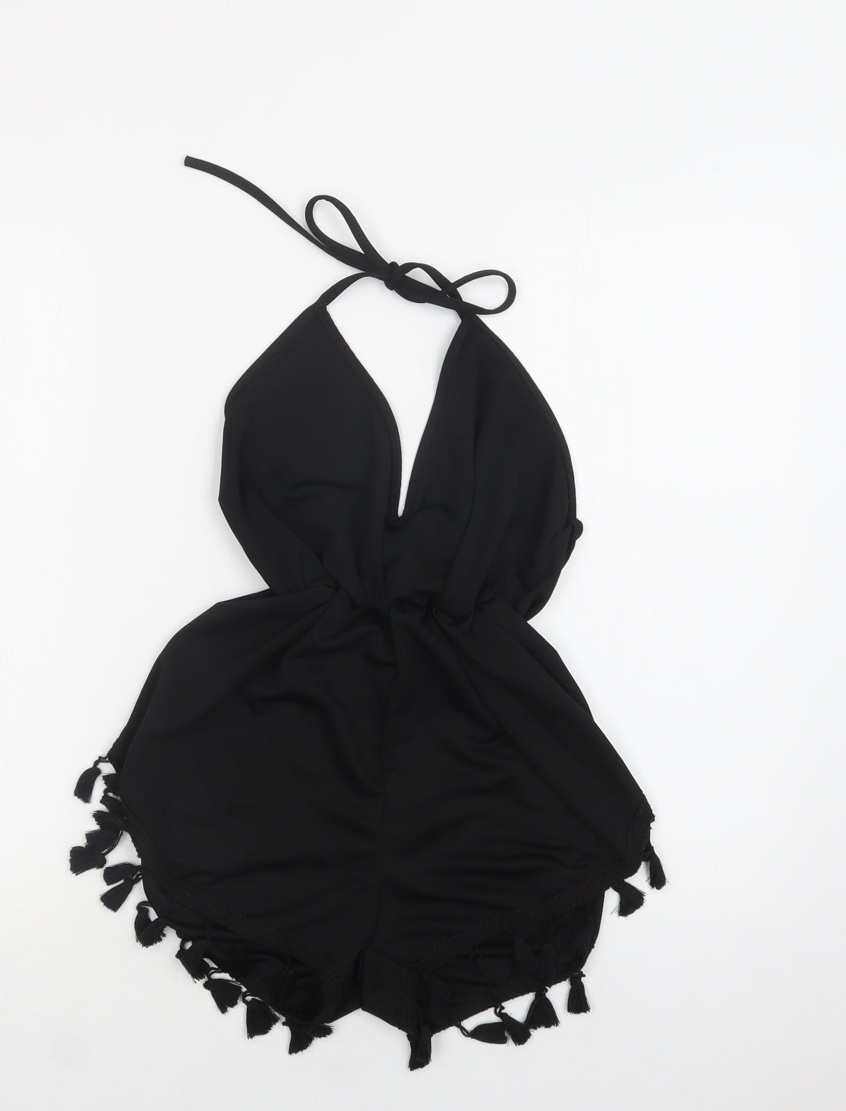 PRETTYLITTLETHING Womens Black  Polyester Playsuit One-Piece Size 14