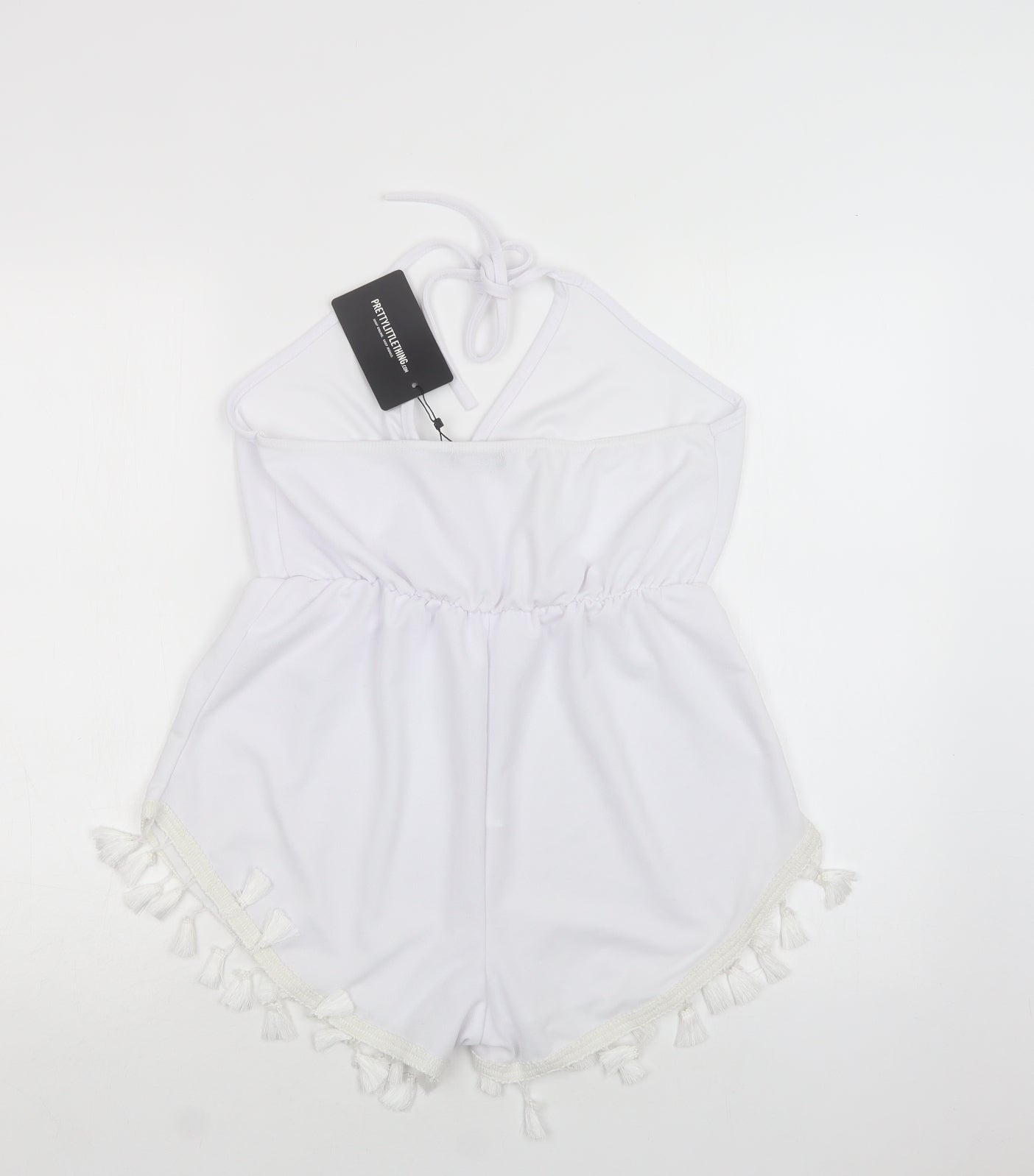 PRETTYLITTLETHING Womens White  Polyester Playsuit One-Piece Size 14