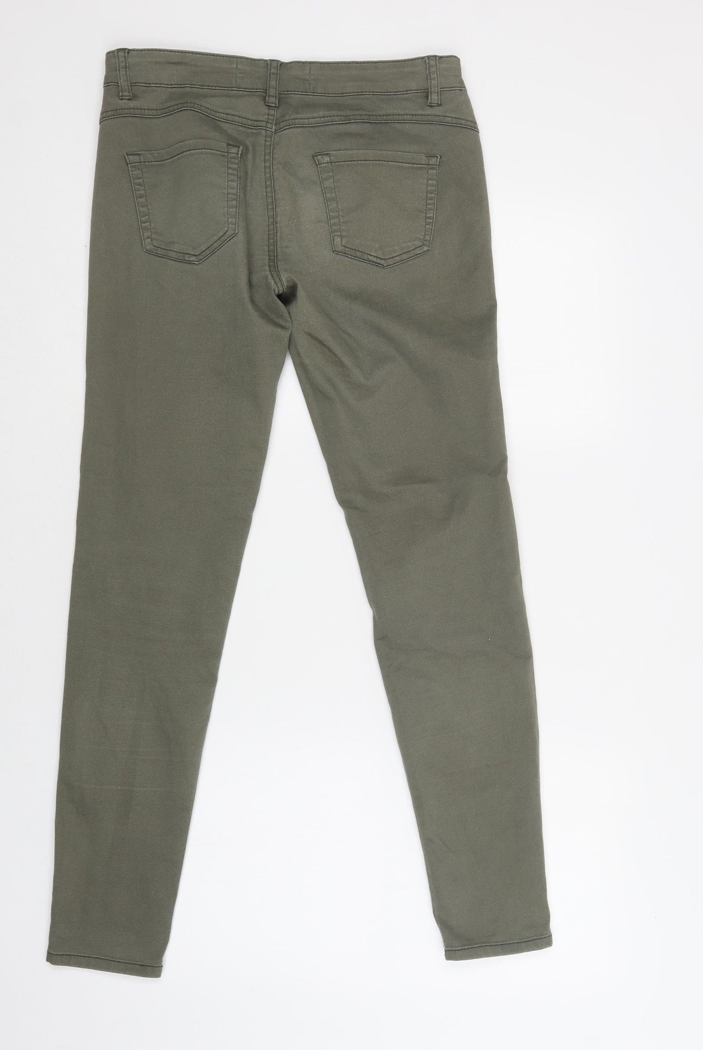 Primark Womens Green  Cotton Skinny Jeans Size 10 L30 in Regular Button