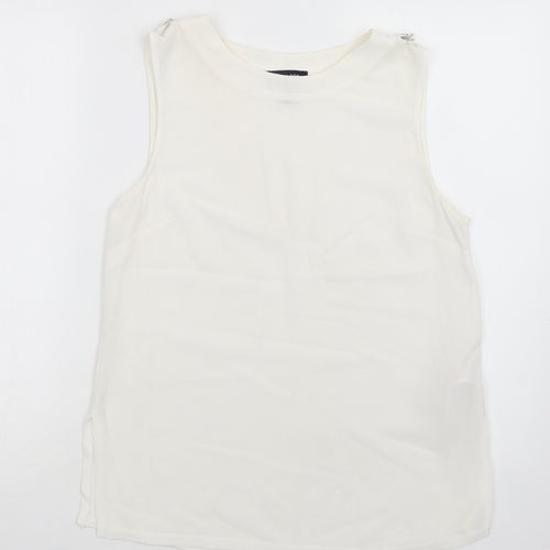 New Look Womens White  Polyester Basic Blouse Size 10 Round Neck