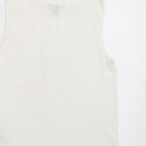New Look Womens White  Polyester Basic Blouse Size 10 Round Neck
