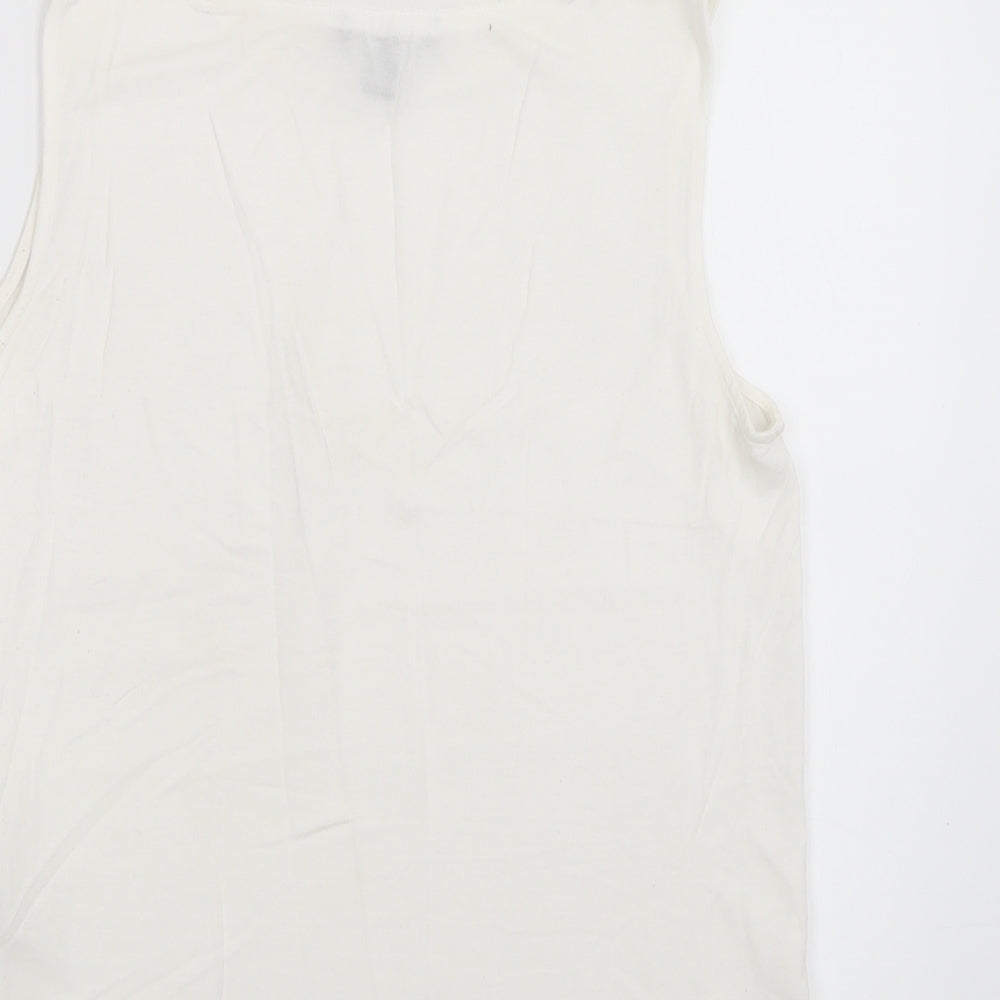 New Look Womens White  Polyester Basic Blouse Size 10 Round Neck