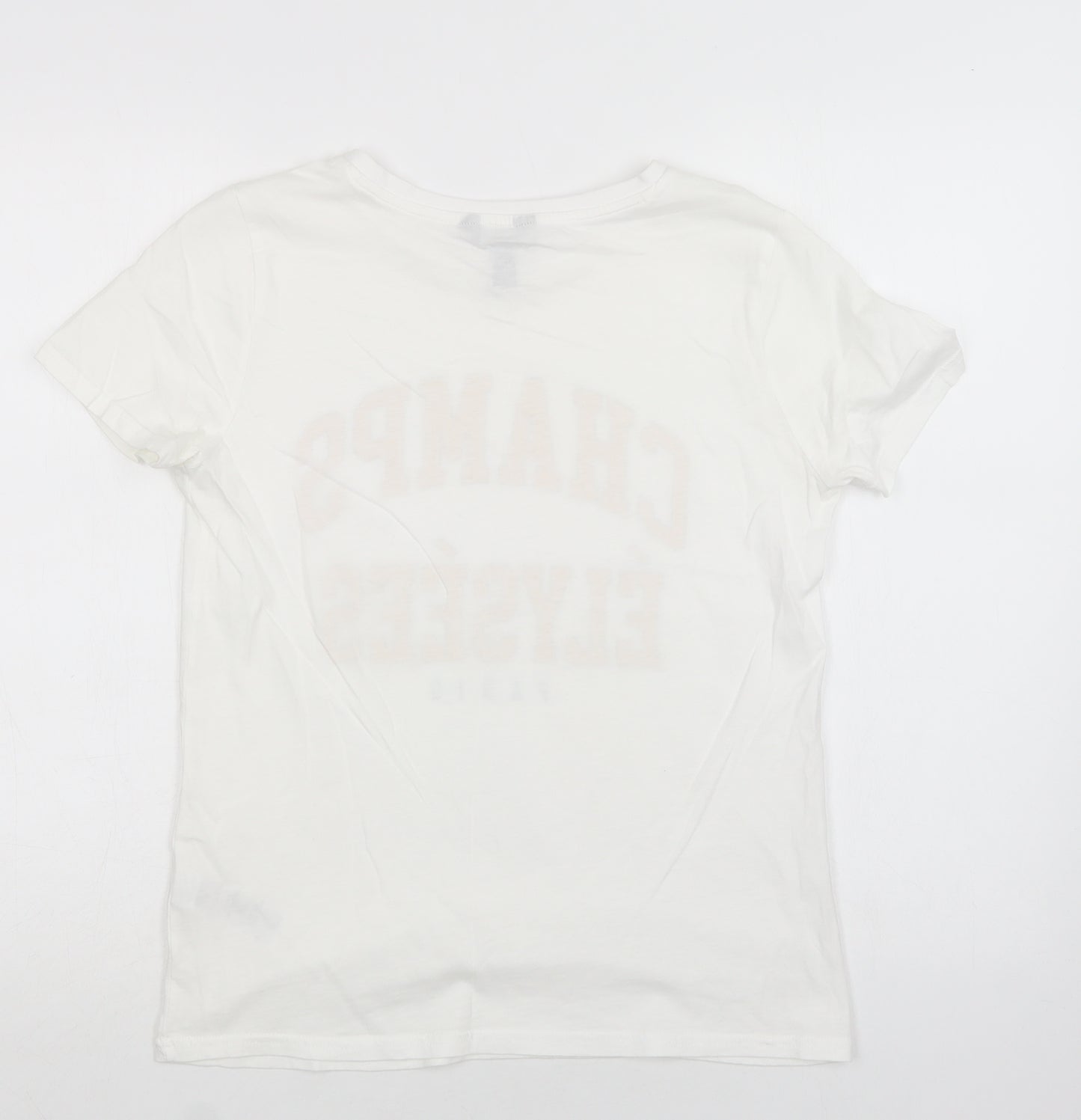 New Look Womens White  Cotton Basic T-Shirt Size 10 Crew Neck - Paris