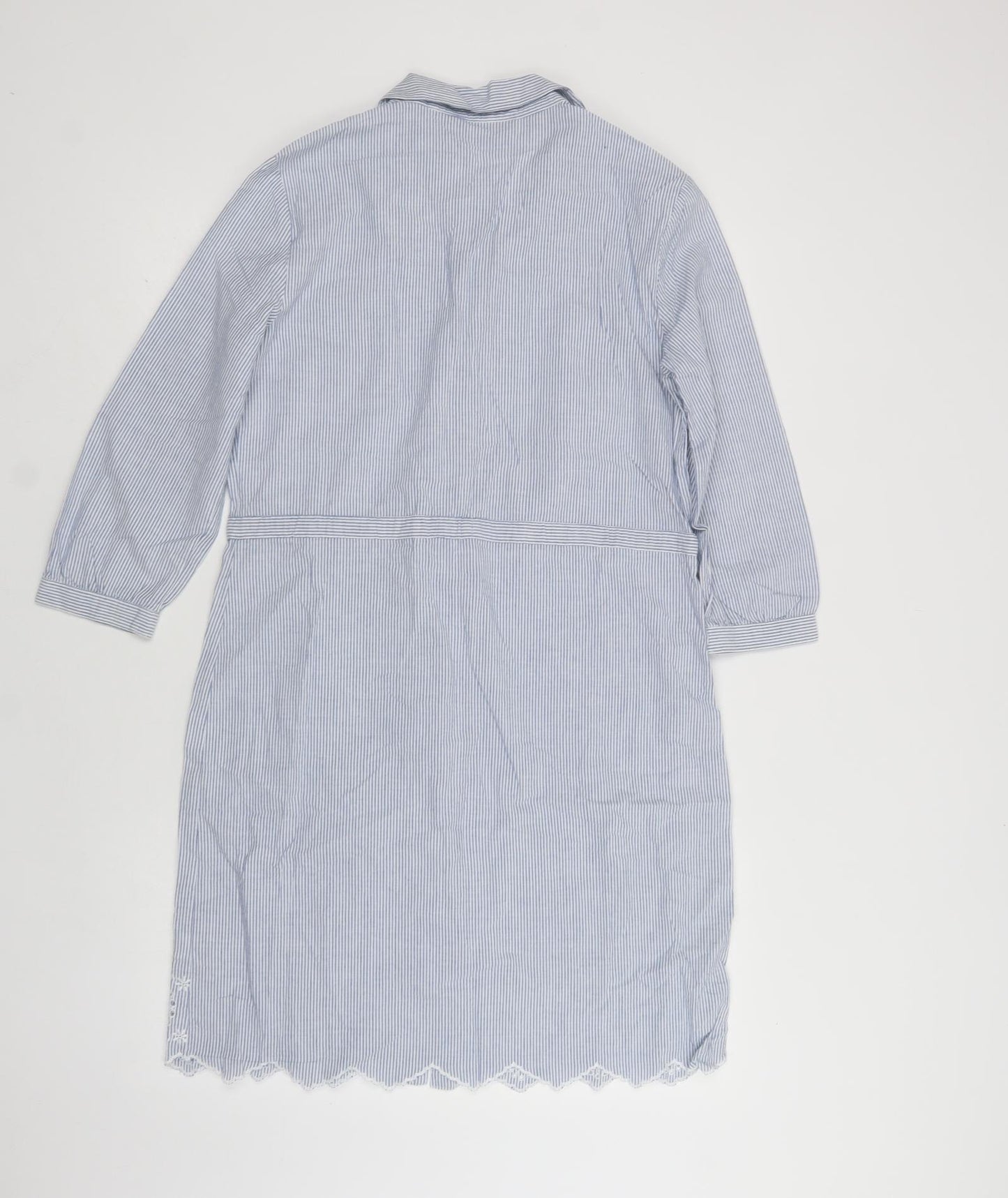 Dorothy Perkins Womens Blue Striped Cotton Shirt Dress  Size 12  Collared Button