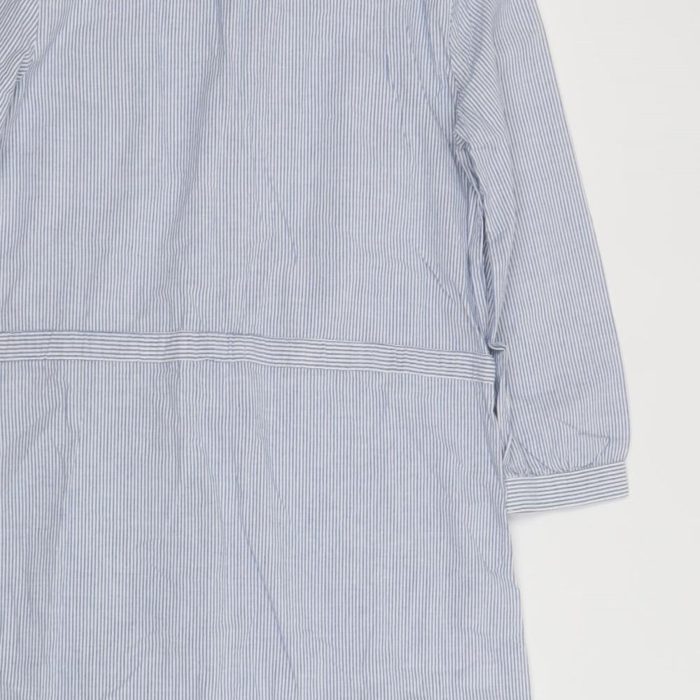 Dorothy Perkins Womens Blue Striped Cotton Shirt Dress  Size 12  Collared Button