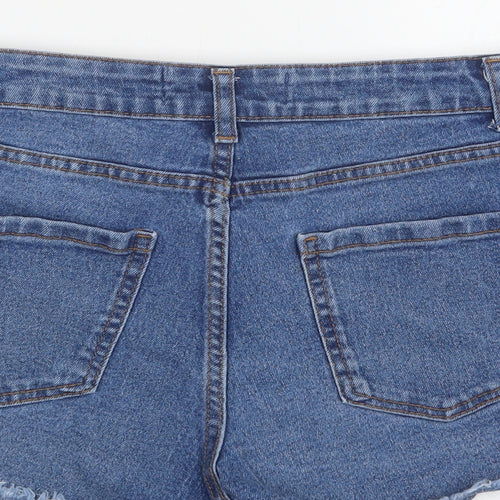 Primark Womens Blue  Cotton Cut-Off Shorts Size 12 L3 in Regular Button
