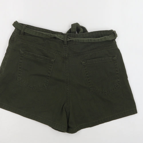 New Look Womens Green  Cotton Cargo Shorts Size 14 L4 in Regular Button
