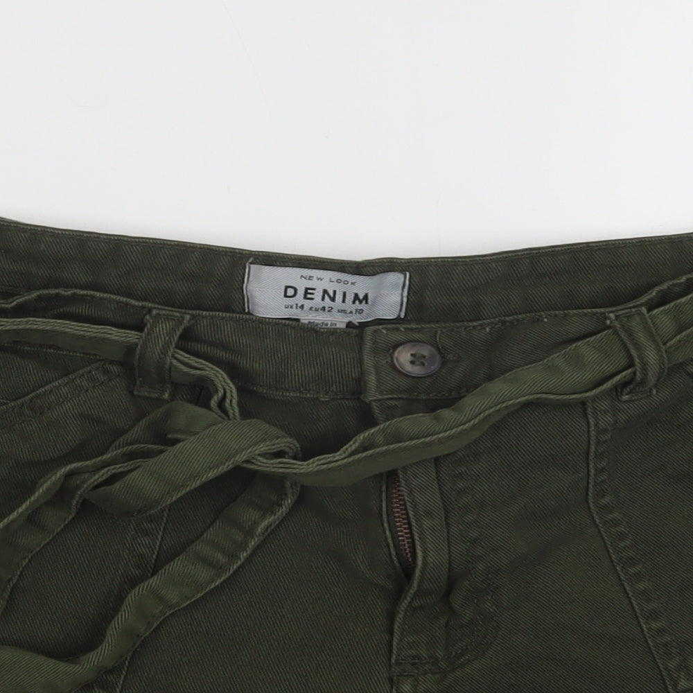 New Look Womens Green  Cotton Cargo Shorts Size 14 L4 in Regular Button