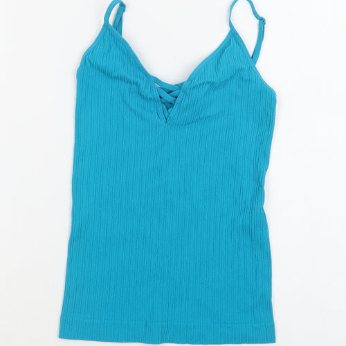 New Look Womens Blue  Nylon Camisole Blouse Size XS V-Neck