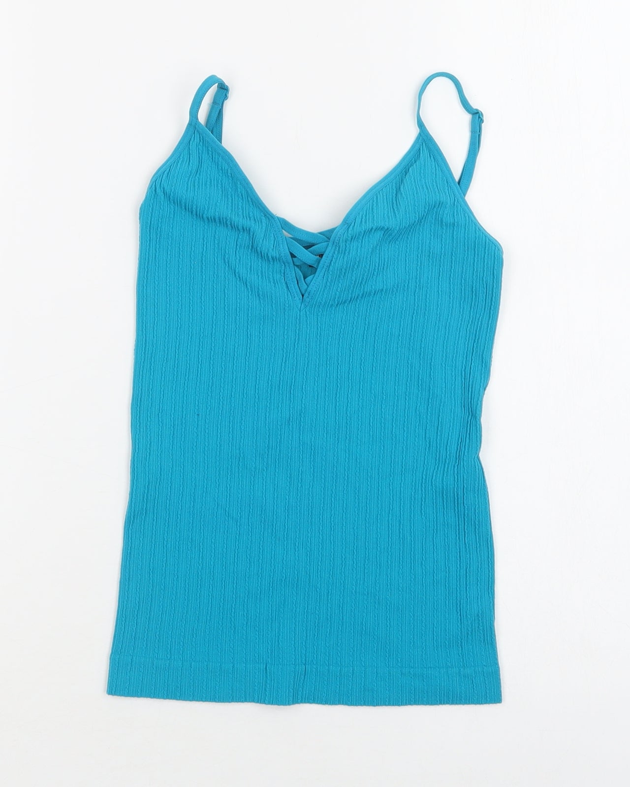 New Look Womens Blue  Nylon Camisole Blouse Size XS V-Neck