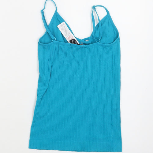 New Look Womens Blue  Nylon Camisole Blouse Size XS V-Neck