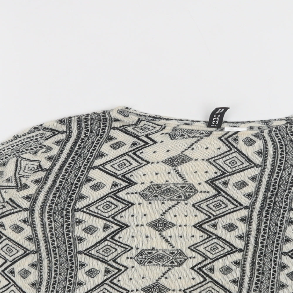 H&M Womens Beige Crew Neck Geometric Viscose Pullover Jumper Size XS   - Lace Detail
