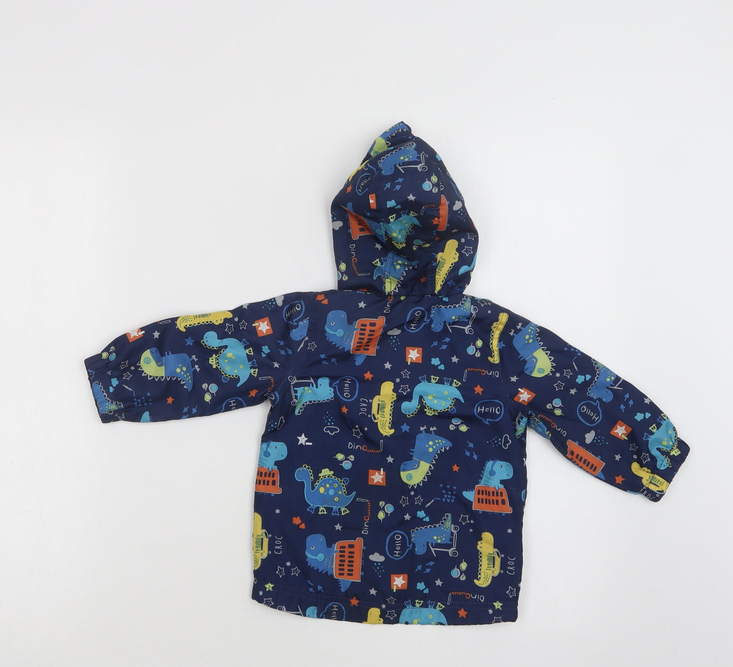 George Baby Blue Geometric  Basic Jacket Jacket Size 9-12 Months   Zip - Dinosaur Print
