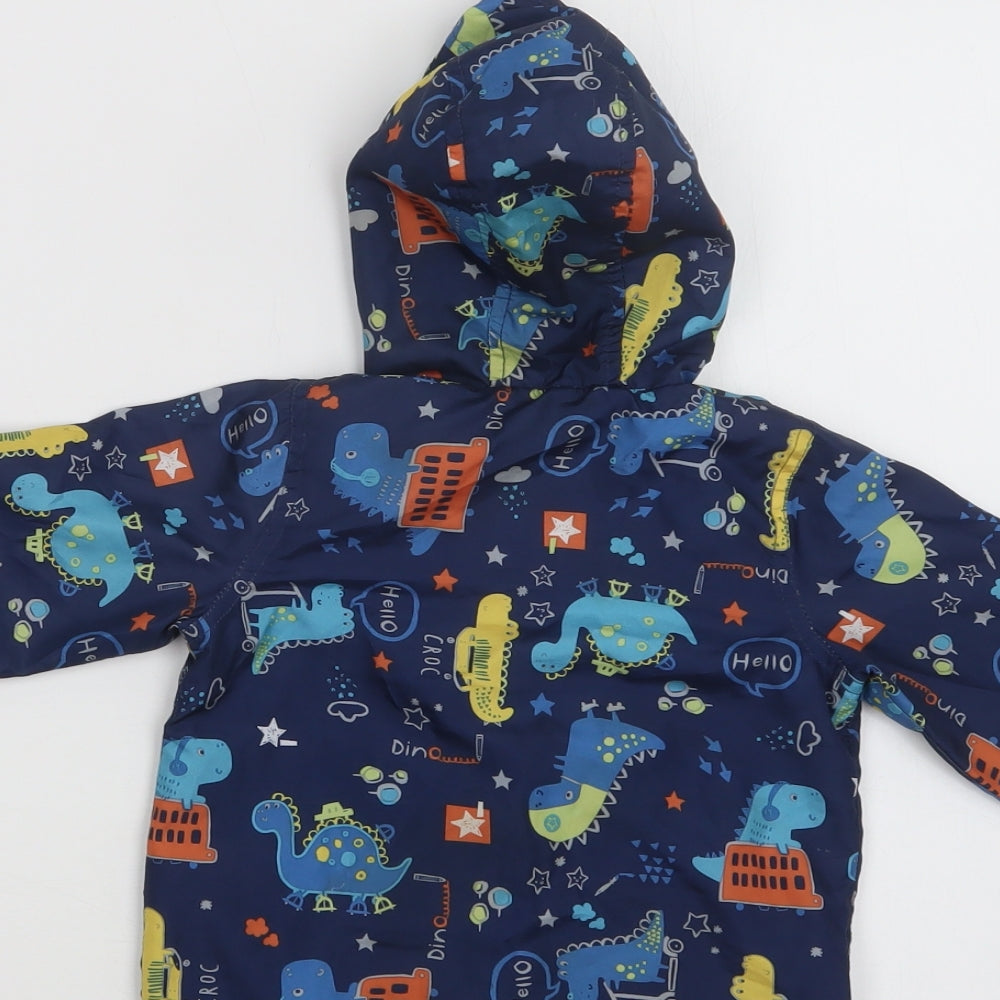 George Baby Blue Geometric  Basic Jacket Jacket Size 9-12 Months   Zip - Dinosaur Print