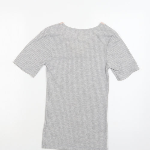 Matalan Womens Grey Solid Polyester Top Pyjama Top Size 8   - Lace Detail