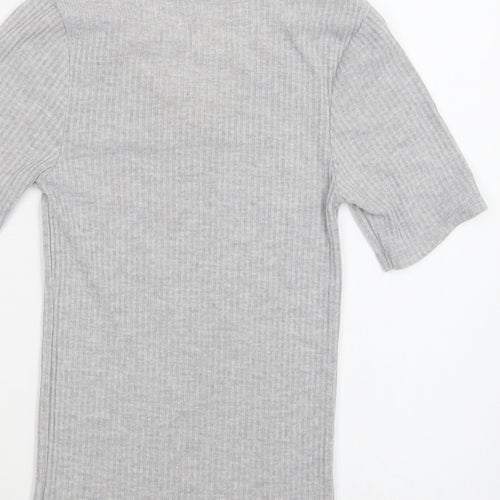 Matalan Womens Grey Solid Polyester Top Pyjama Top Size 8   - Lace Detail