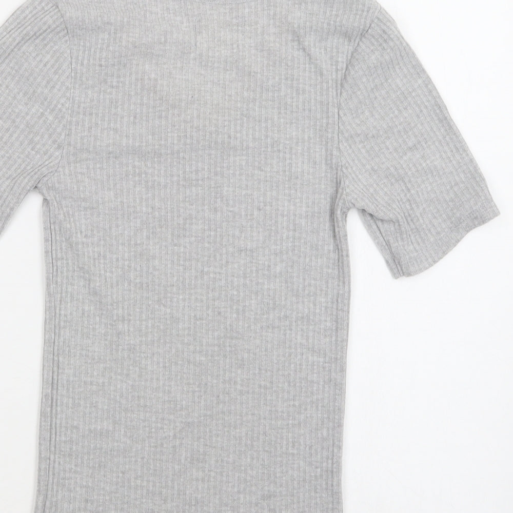 Matalan Womens Grey Solid Polyester Top Pyjama Top Size 8   - Lace Detail