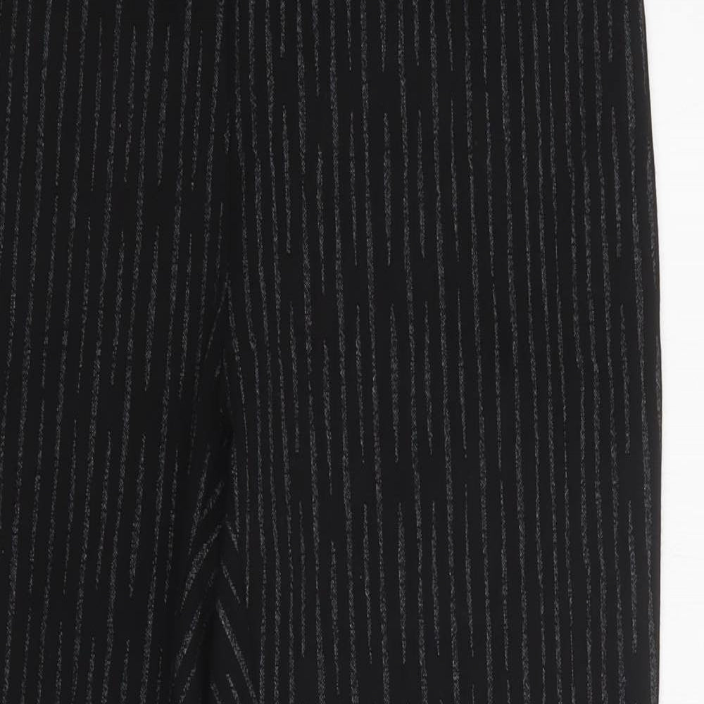 M&S Womens Black Striped Polyester Jegging Trousers Size 12 L27 in Regular
