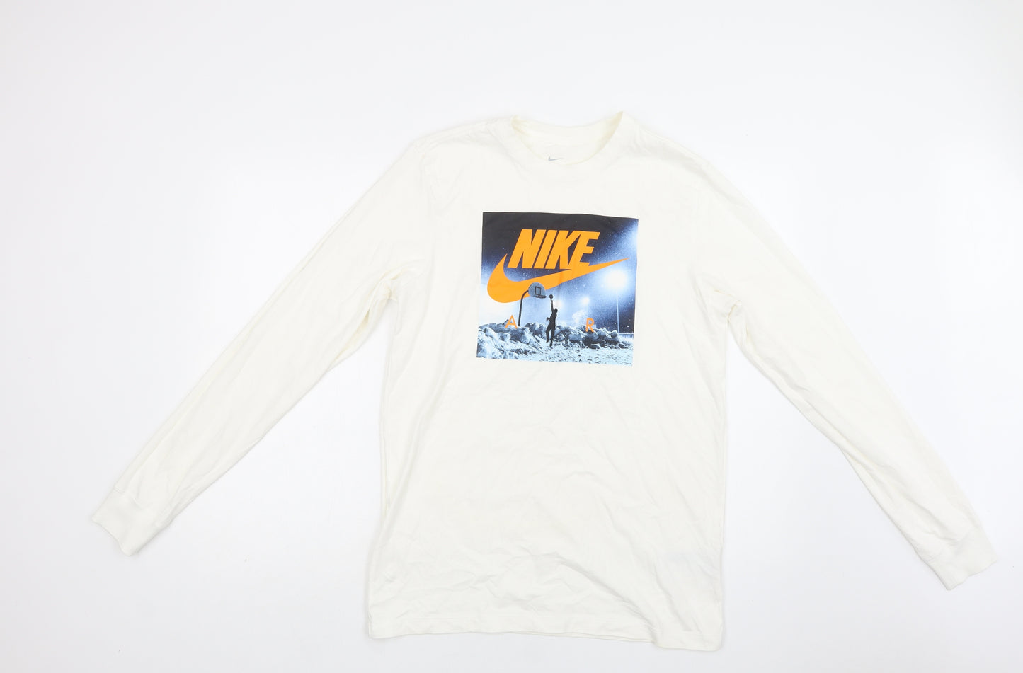 Nike Mens Ivory  Cotton  T-Shirt Size M Crew Neck