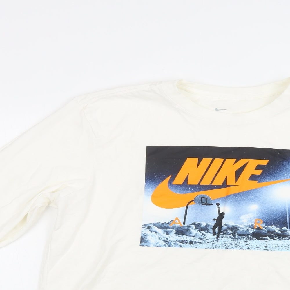 Nike Mens Ivory  Cotton  T-Shirt Size M Crew Neck